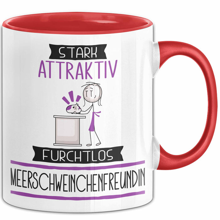 Meerschweinchenfreundin Tasse Geschenk Becher Stark Attraktiv Furchtlos Meerschweinchenfreundin Lustige Geschenkidee Rot Trendation