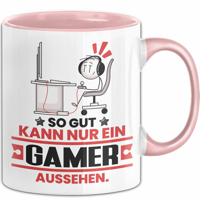 Gamer Geschenk Tasse So Gut Kann Nur Ein Gamer Aussehen Geschenkidee Kaffee-Becher Rosa Trendation