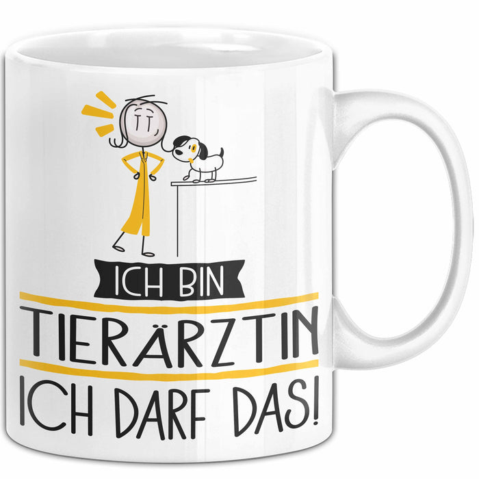 Geschenk für Tierärztin Tasse Lustige Geschenkidee Geburtstag Ich Bin Tierärztin Ich Darf Das Weiß Trendation