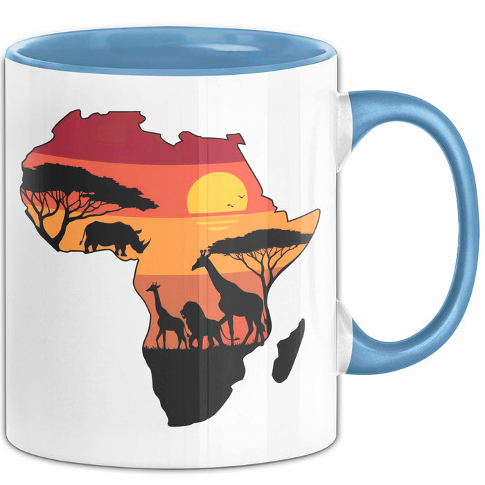 Afrika Karte Nashorn Tasse Geschenk Lustige Geschenkidee Spruch Blau Trendation