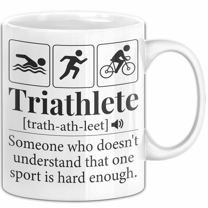 Triathlon Geschenk Tasse Iron Becher Mann Trathlet Geschenkidee Lustiger Spruch Weiß Trendation
