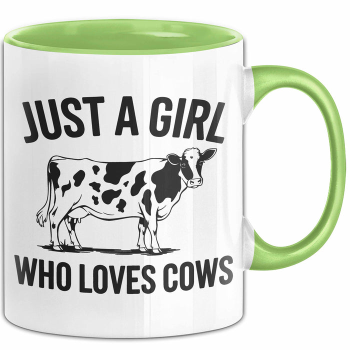 Kuh Tasse Geschenk Just A Girl Who Loves Cows Geschenkidee Tier Grün Trendation