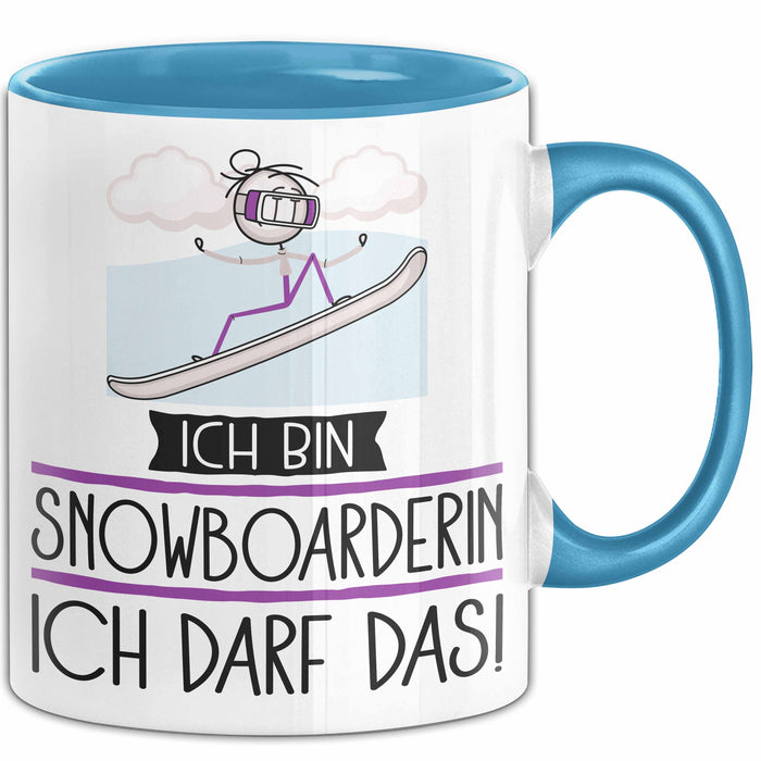 Geschenk für Snowboarderin Tasse Lustige Geschenkidee Geburtstag Ich Bin Snowboarderin Ich Darf Das Blau Trendation