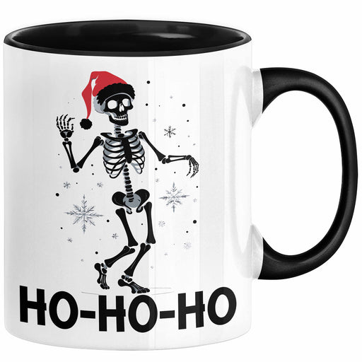 Skelett Weihnachten Geschenk Tasse Weihnachliches Skelett Grafik Geschenkidee Totenkopf Fans Tattoo Schwarz Trendation