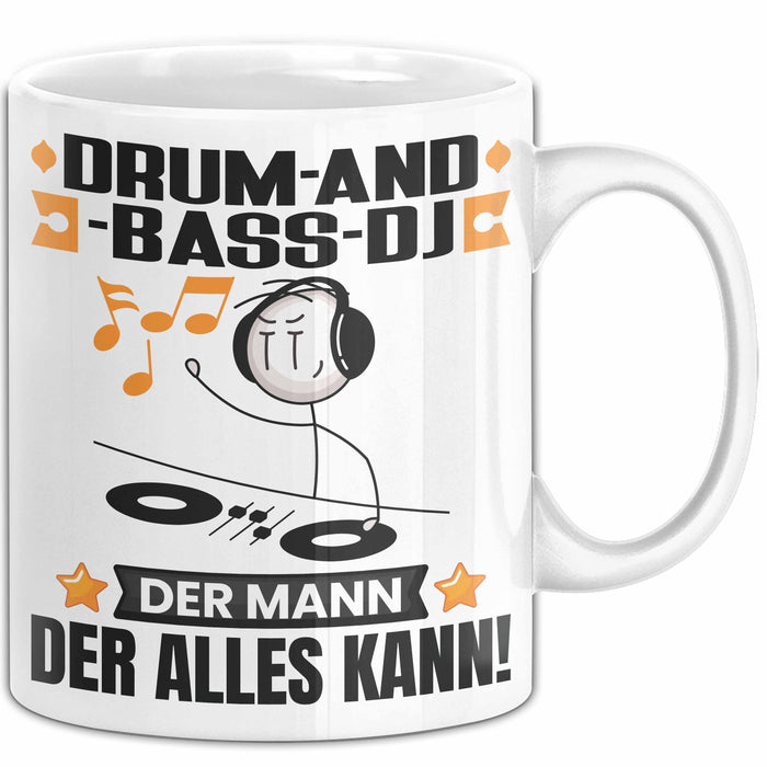 Drum-and-Bass-DJ Tasse Geschenk für Drum-and-Bass-DJ Der Mann Der Alles Kann Geschenkidee zum Geburtstag Weiß Trendation