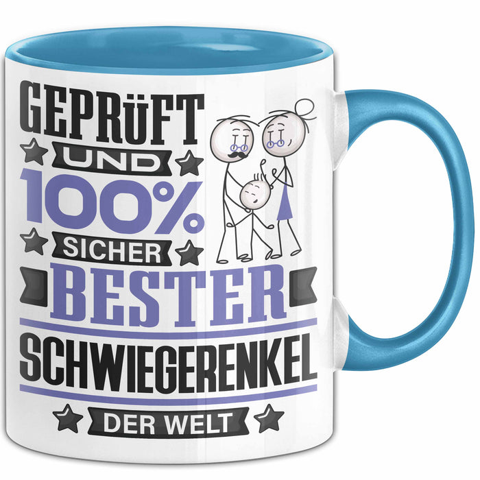 Schwiegerenkel Geschenk Lustiger Spruch für Schwiegerenkel Geschenkidee Bester Schwiegerenkel Der Welt Blau Trendation