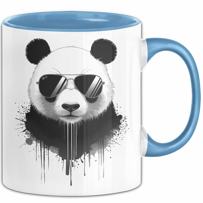 Panda Tier Sonnenbrille Tasse Geschenk Lustige Geschenkidee Spruch Blau Trendation