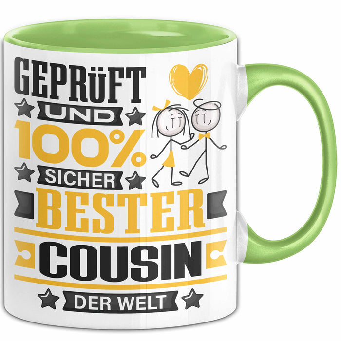 Cousin Geschenk Lustiger Spruch für Cousin Geschenkidee Bester Cousin Der Welt Grün Trendation