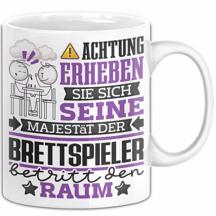 Brettspieler Geschenk Tasse Lustiger Spruch Erheben Sie Sich Der Brettspieler Betritt den Raum Weiß Trendation