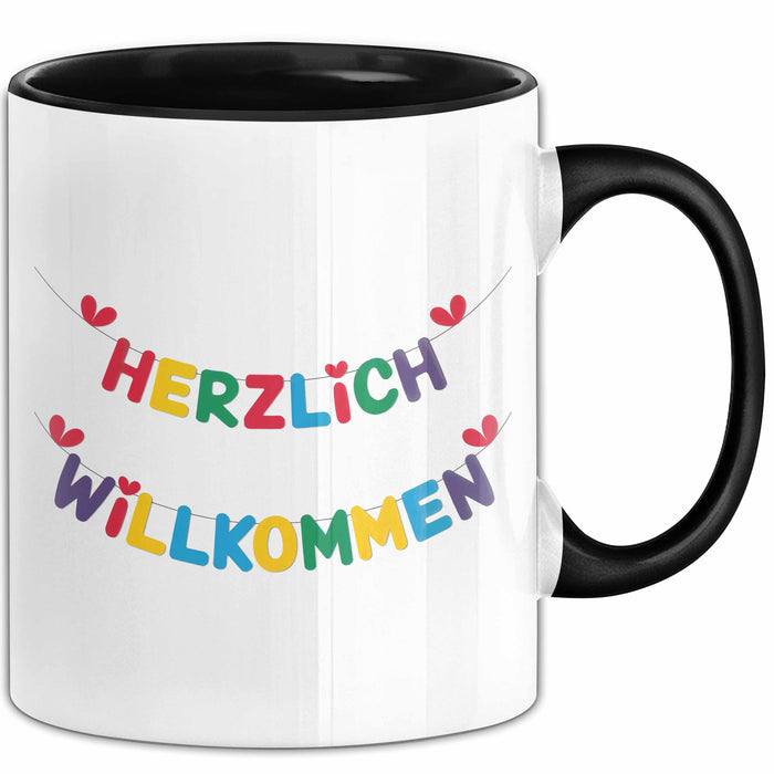 Willkommensparty Dekoration Tasse Geschenk Lustige Geschenkidee Spruch Herzlich Willkommen Trendation