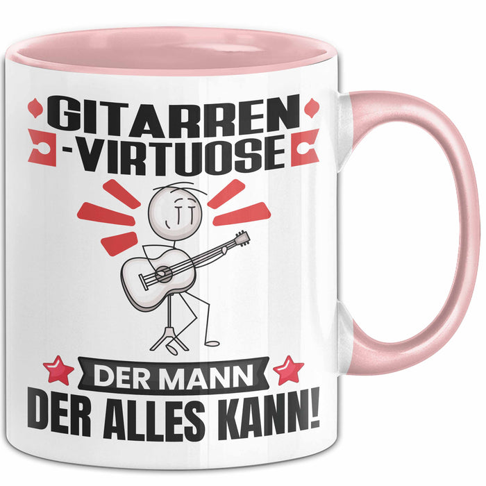 Gitarrenvirtuose Tasse Geschenk für Gitarrenvirtuose Der Mann Der Alles Kann Geschenkidee zum Geburtstag Rosa Trendation