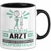 Arzt Geschenk Tasse Ich Bin Arzt Aber Sag Doch Einfach Superheld Lustige Geschenkdiee für Arzt Kaffee-Becher Schwarz Trendation