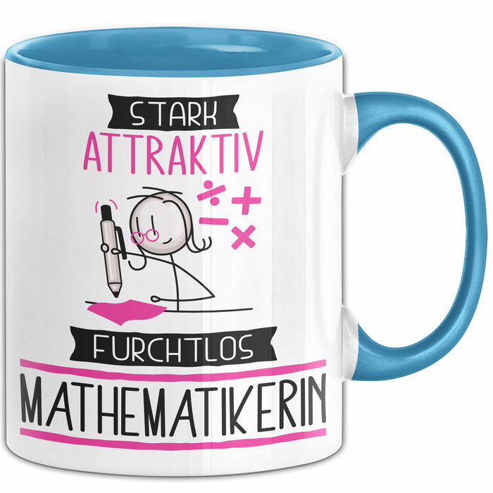 Mathematikerin Tasse Geschenk Becher Stark Attraktiv Furchtlos Mathematikerin Lustige Geschenkidee Blau Trendation