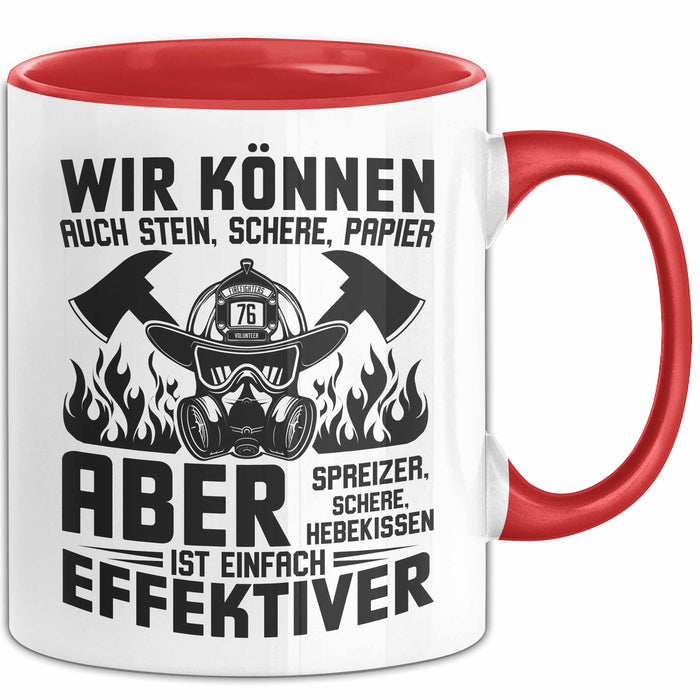 Feuerwehrmann Tasse Geschenk Wir Können Auch Stein Schere Papier Aber Spreizer Ist Effektiver Feuerwehr Geschenkidee Rot Trendation