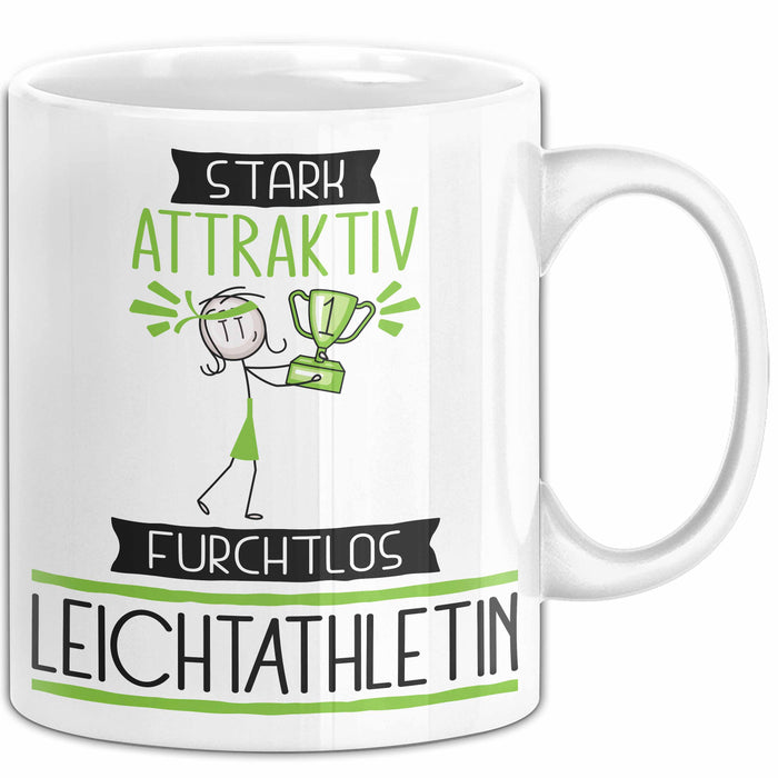 Leichtathletin Tasse Geschenk Becher Stark Attraktiv Furchtlos Leichtathletin Lustige Geschenkidee Weiß Trendation