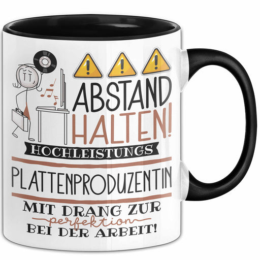 Plattenproduzentin Tasse Geschenk Lustig Abstand Halten Hochleistungs-Plattenproduzentin Mit Drang Zur Perfektion Bei Der Arbeit Trendation