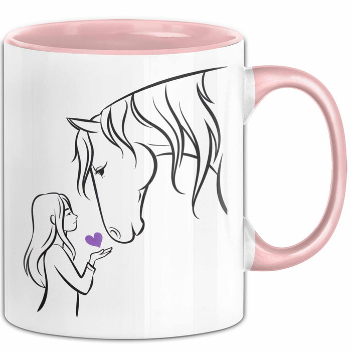 Pferde Tierliebhaber Mädchen Tasse Geschenk Lustige Geschenkidee Spruch Rosa Trendation