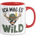 Hirschjäger Jagd Tasse Geschenk Ich mag’s wild Spruch Rot Trendation