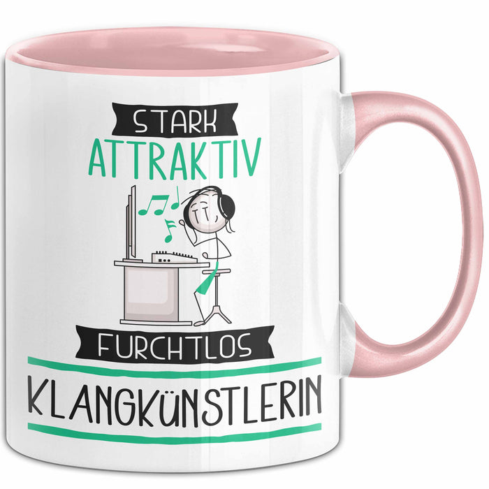 Klangkünstlerin Tasse Geschenk Becher Stark Attraktiv Furchtlos Klangkünstlerin Lustige Geschenkidee Rosa Trendation