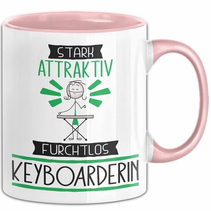 Keyboarderin Tasse Geschenk Becher Stark Attraktiv Furchtlos Keyboarderin Lustige Geschenkidee Rosa Trendation