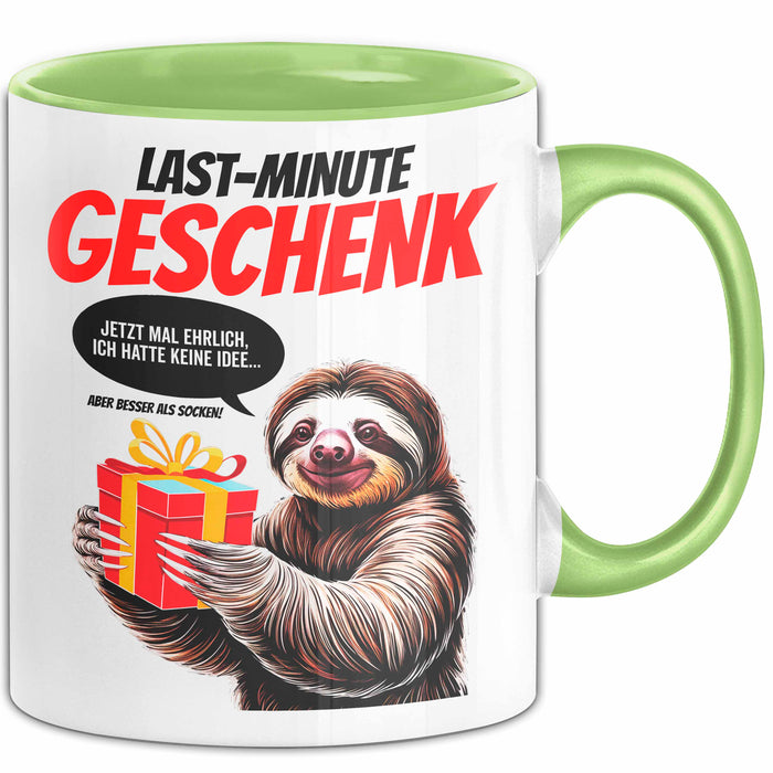 Sarkastisches Faultier Tasse Geschenk Lustige Geschenkidee Spruch Last Minute Geschenk Grün Trendation