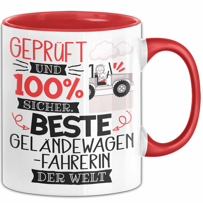 Beste Geländewagenfahrerin Der Welt Tasse Geschenk für Eine Geländewagenfahrerin Geprüft Und Sicher Geschenkidee Geburtstag Weihnachten Rot Trendation