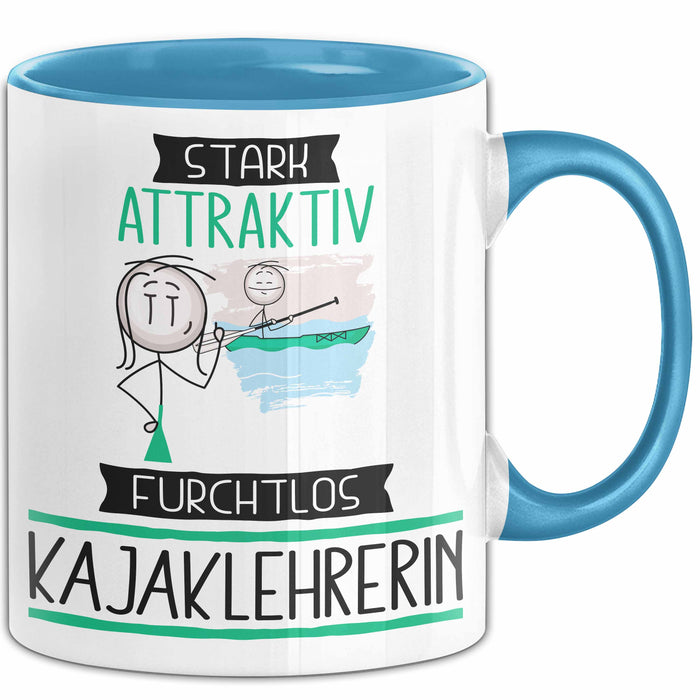 Kajaklehrerin Tasse Geschenk Becher Stark Attraktiv Furchtlos Kajaklehrerin Lustige Geschenkidee Blau Trendation