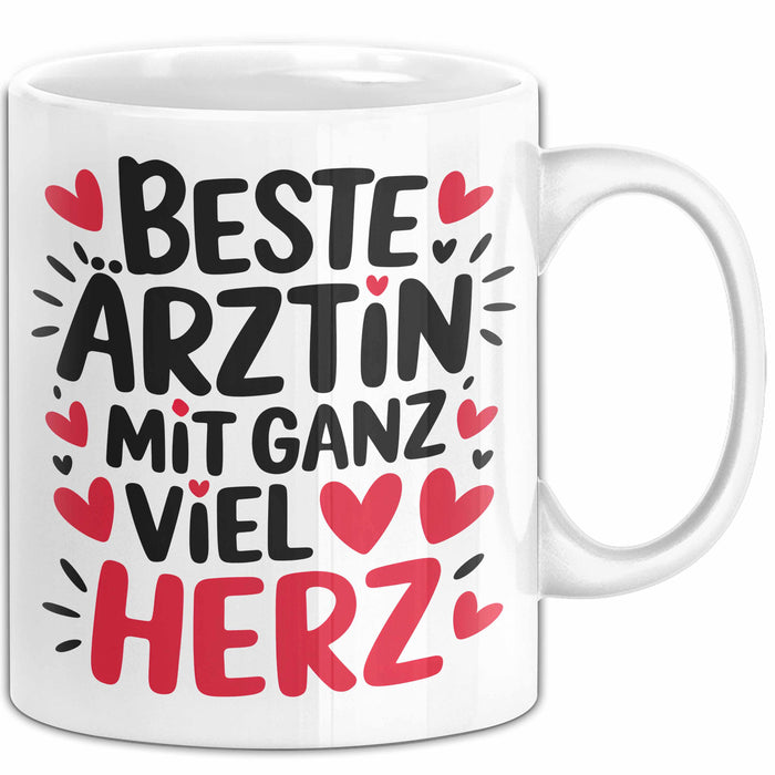 Aerztin Tasse Geschenk Beste Aerztin Mit Ganz Viel Herz Geschenkidee Beruf Weiß Trendation