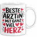 Aerztin Tasse Geschenk Beste Aerztin Mit Ganz Viel Herz Geschenkidee Beruf Weiß Trendation