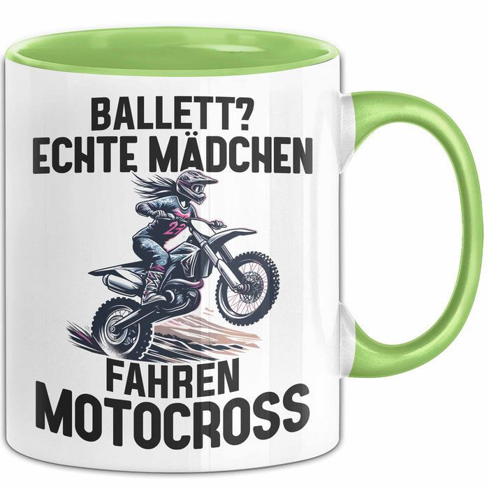Motorcross Tasse Geschenk Ballett Echte Mädchen Fahren Motocross Grün Trendation