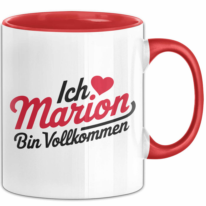 Marion Tasse Geschenk Ich Bin Vollkommen Marion Geschenkidee Geburtstag Rot Trendation
