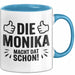 Monika Tasse Geschenk Die Monika Macht Dat Schon Geschenkidee Becher mit Name Blau Trendation