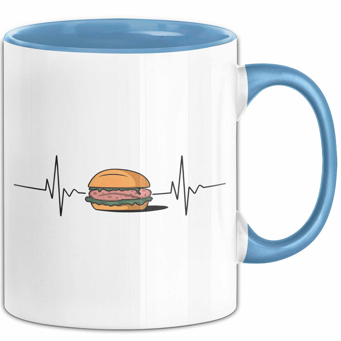 Deutschland Deutsches Fleisch Leberkäse Herzschlag Tasse Geschenk Lustige Geschenkidee Spruch Blau Trendation