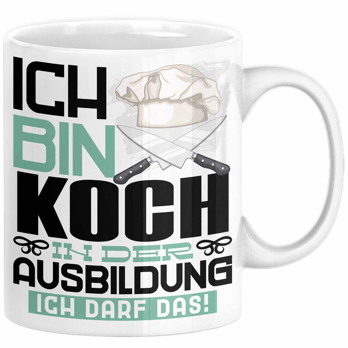 Koch Ausbildung Tasse Geschenk Ich Bin Koch In Der Ausbildung Ich Darf Das Geschenkidee Spruch Weiß Trendation