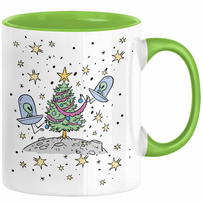 Weihnachten Tasse Geschenk Alien Weihnachtsbaum Geschenkidee Alien-Fans Geschenke Jungs Männer Grafik Grün Trendation
