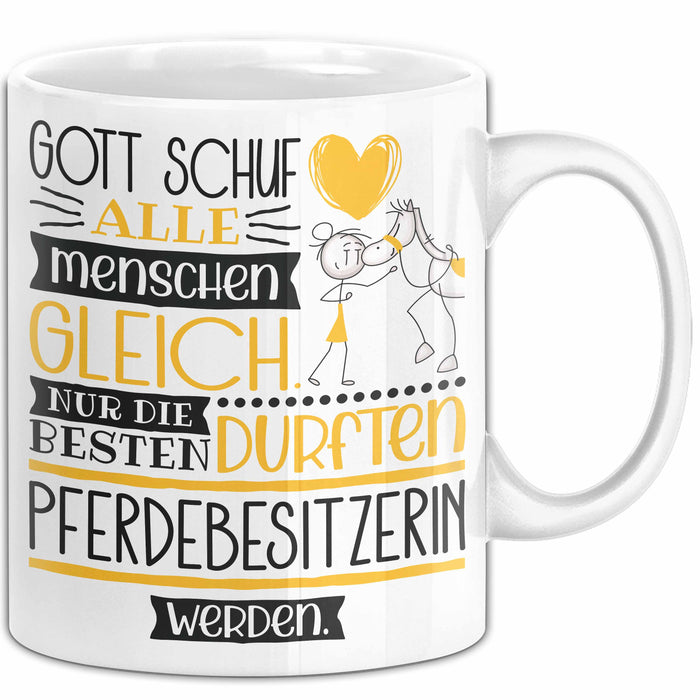 Pferdebesitzerin Geschenk Becher Tasse Gott Schuf Alle Menschen Gleich Nur Die Besten Durfeten Pferdebesitzerin Werden Geschenkidee Lustig Weiß Trendation