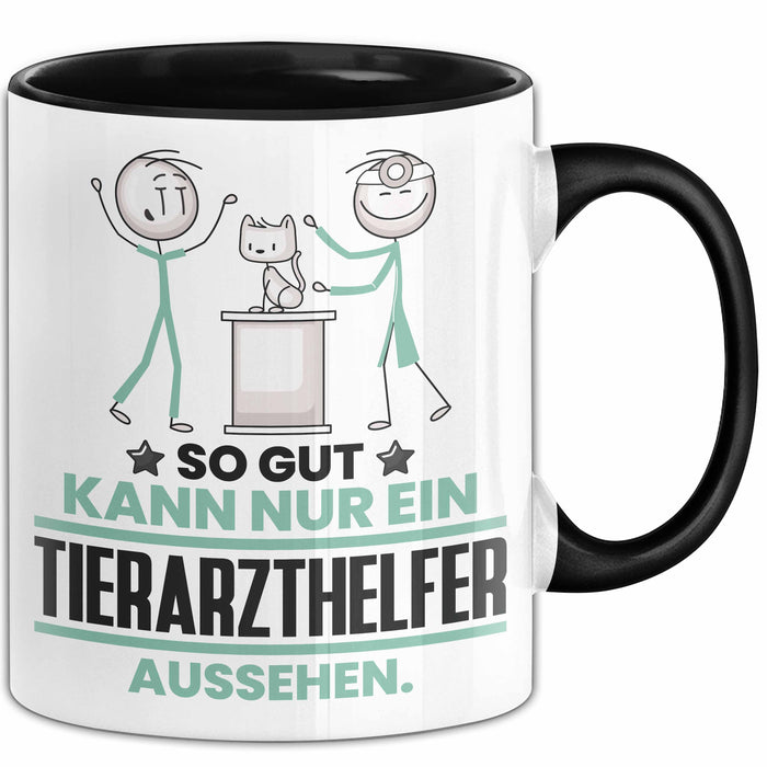 Tierarzthelfer Geschenk Tasse So Gut Kann Nur Ein Tierarzthelfer Aussehen Geschenkidee Kaffee-Becher Schwarz Trendation