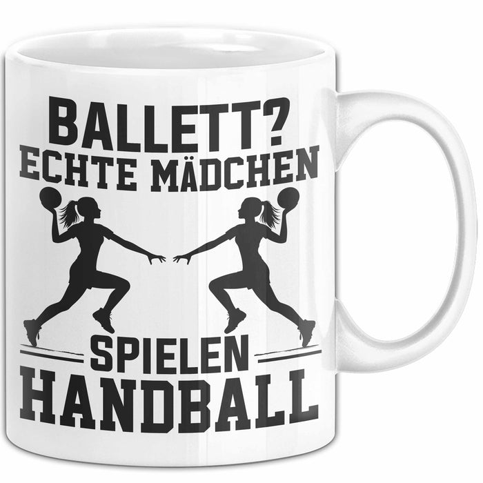 Handball-Spielerin Tasse Geschenk Frauen Ballett Echte Mädchen Spielen Handball Weiß Trendation
