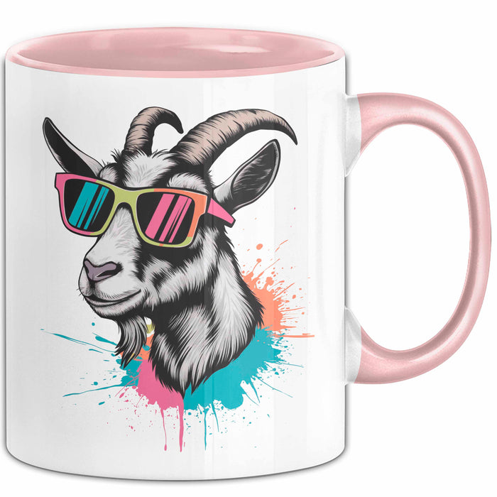 Ziegenbauer Ziegen Tier Sonnenbrille Tasse Geschenk Lustige Geschenkidee Spruch Rosa Trendation