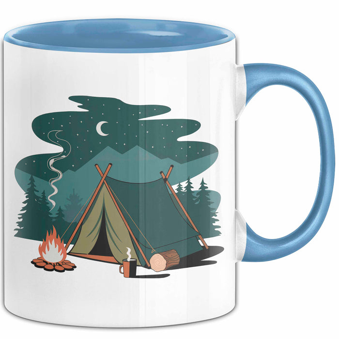 Camper Tasse Geschenkidee für Zeltleben Entdecker Blau Trendation