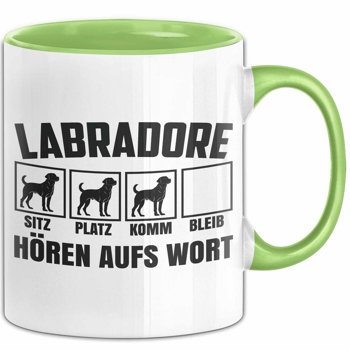 Labradore Hören Aufs Wort Tasse Geschenk Labrador Besitzer Mama Becher Grün Trendation