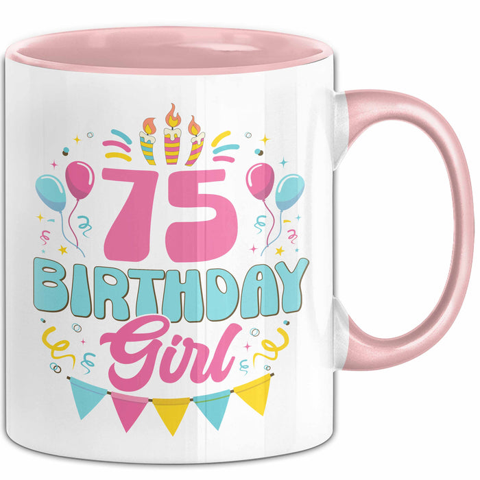 75. Geburtstag Tasse Frauen Mädchen Geschenkidee Lustig 75 Birthday Girl Lustiger Spruch Mutter Mama Oma Rosa Trendation