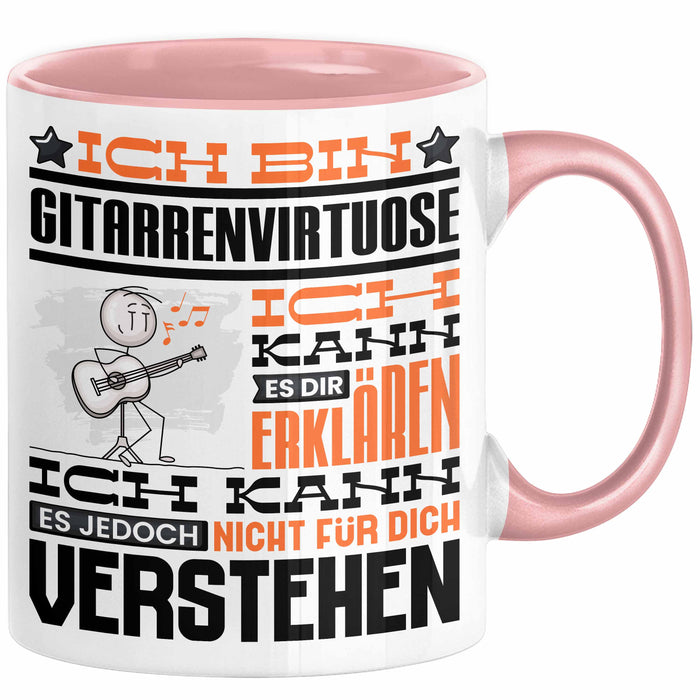 Gitarrenvirtuose Geschenk Tasse Geschenkidee für Gitarrenvirtuose Geburtstag Lustig Ich Bin Gitarrenvirtuose Ich Kann Es Dir Erklären Aber Nicht Für Dich Verstehen Rosa Trendation