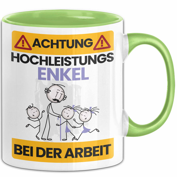 Enkel Tasse Geschenk Lustiger Spruch Geschenkidee für Enkel Achtung Hochleistungs Enkel Bei Der Arbeit Grün Trendation