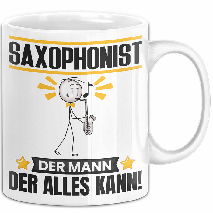 Saxophonist Tasse Geschenk für Saxophonist Der Mann Der Alles Kann Geschenkidee zum Geburtstag Weiß Trendation