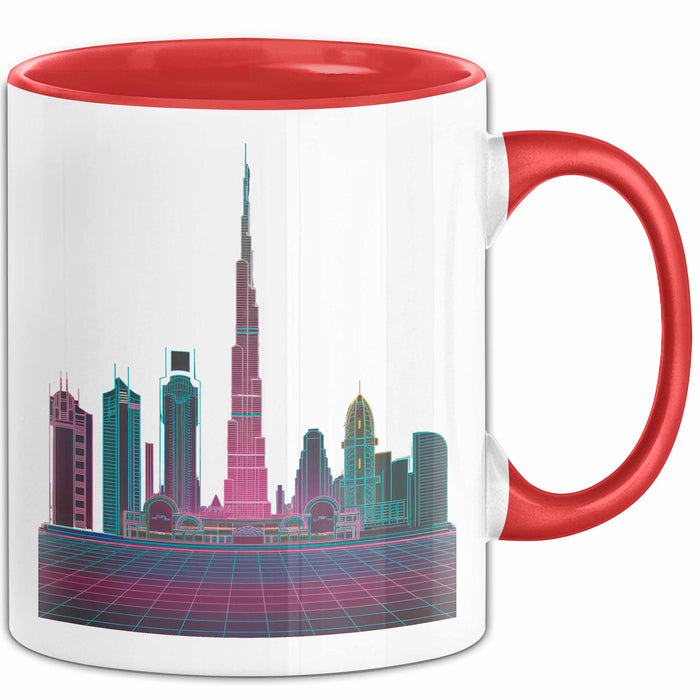 Dubai VAE Burj Khalifa Tasse Geschenk Lustige Geschenkidee Spruch Rot Trendation
