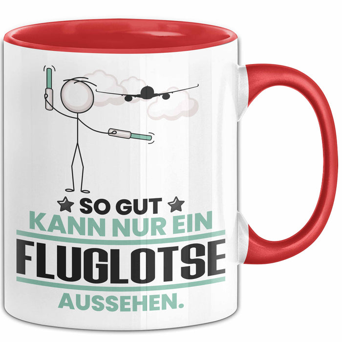 Fluglotse Geschenk Tasse So Gut Kann Nur Ein Fluglotse Aussehen Geschenkidee Kaffee-Becher Rot Trendation