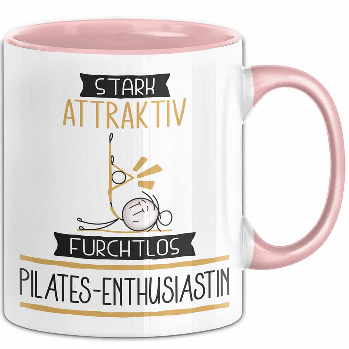 Pilates-Enthusiastin Tasse Geschenk Becher Stark Attraktiv Furchtlos Pilates-Enthusiastin Lustige Geschenkidee Rosa Trendation