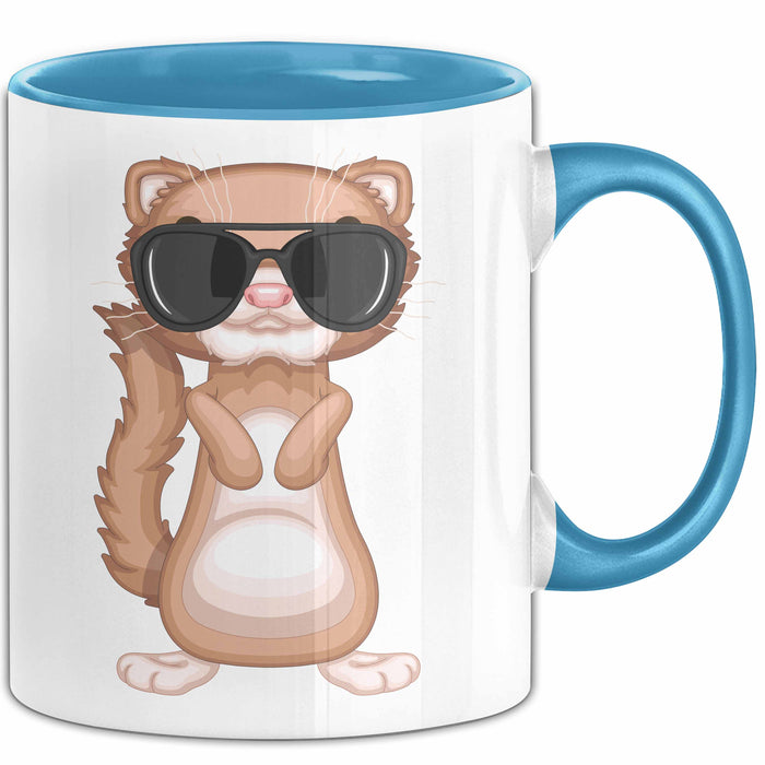 Frettchen Tasse Geschenk Sonnenbrille Grafik Lustige Geschenkidee Blau Trendation