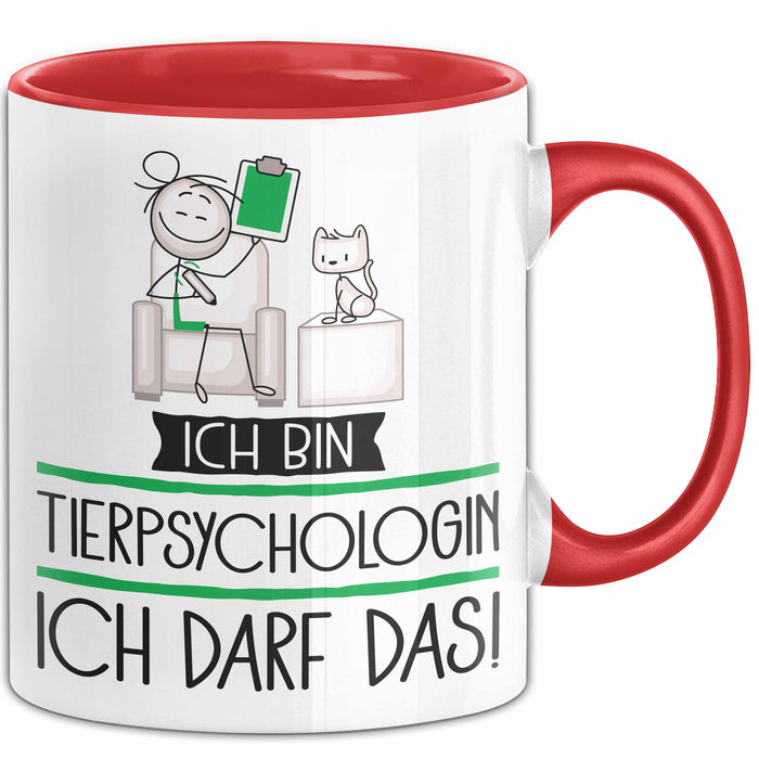 Geschenk für Tierpsychologin Tasse Lustige Geschenkidee Geburtstag Ich Bin Tierpsychologin Ich Darf Das Rot Trendation
